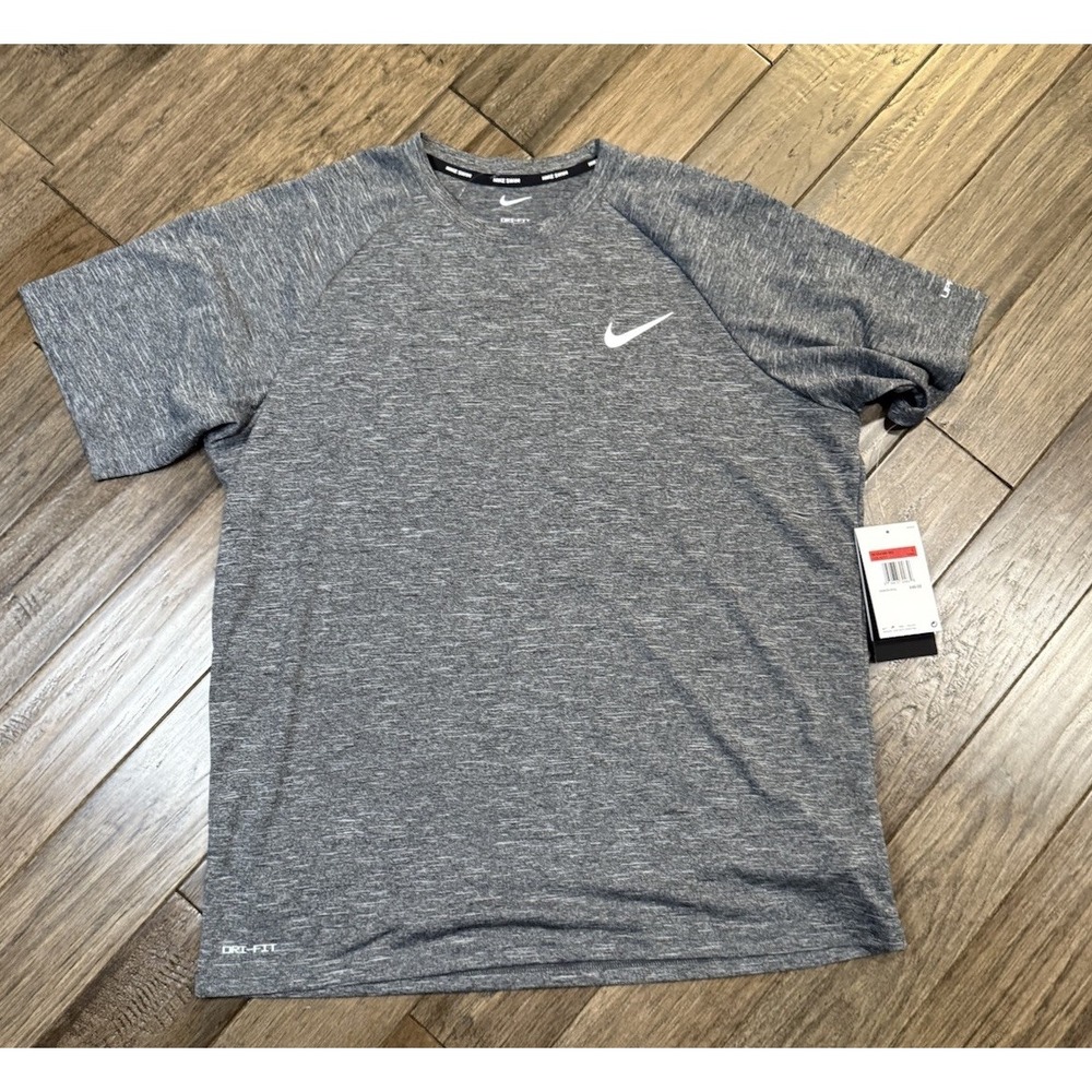New Nike Swim Mens Shirt Size Large‎ Dry Fit Shirt UPF 40  Grey NWT